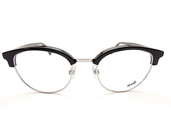Web Reading Glasses Black with Silver Chrome Round WE5225 014 - Image 3