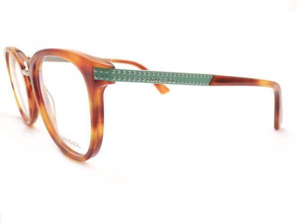 Diesel Reading Glasses Amber Havana with Mint Gold DL5232 054 - Image 2
