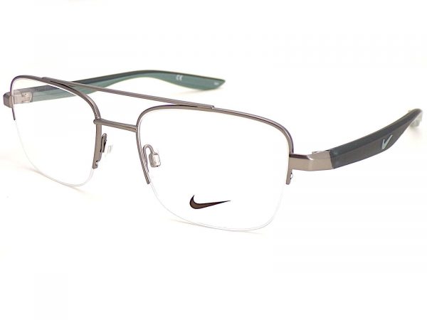 Nike Reading Glasses Semi Rimless Satin Gunmetal with Green 8151 070