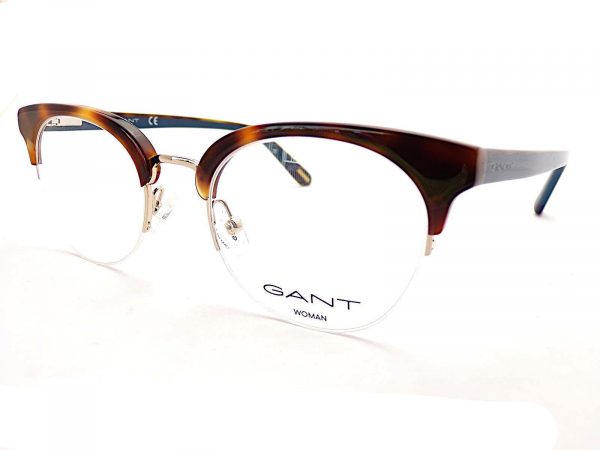 Gant Round Reading Glasses Brown Tortoise with Blue Semi Rimless GA4085 053