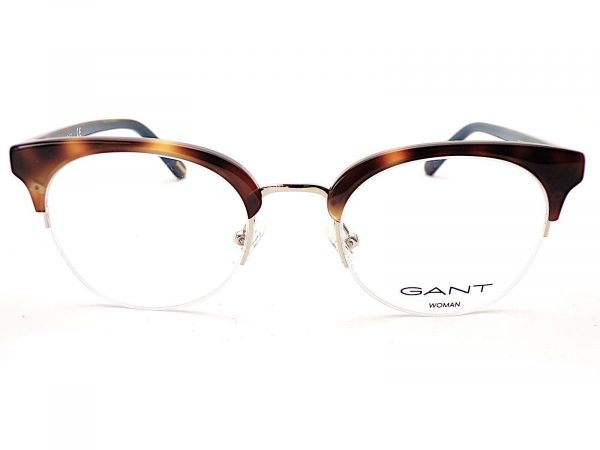 Gant Round Reading Glasses Brown Tortoise with Blue Semi Rimless GA4085 053 - Image 3