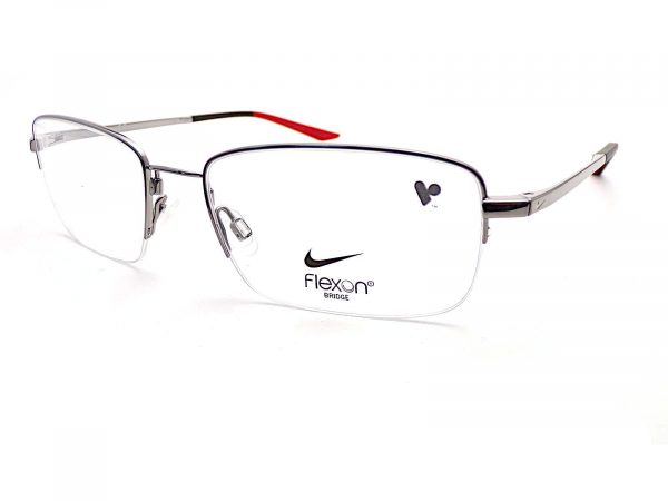 Nike Flexon Reading Glasses Semi Rimless Gunmetal with Black and Red 4306 073
