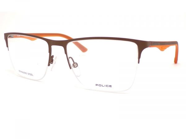 Police Blackbird Light 3 Reading Glasses Brown Semi Rimless VPL398 090L