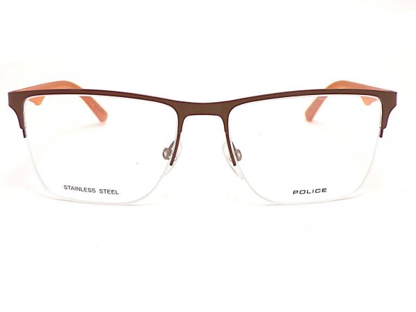Police Blackbird Light 3 Reading Glasses Brown Semi Rimless VPL398 090L - Image 3