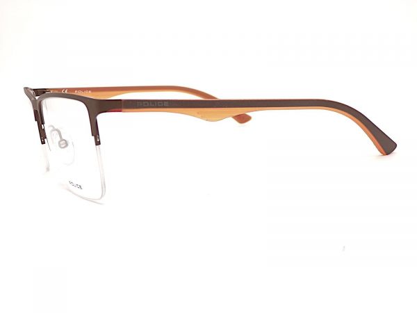 Police Blackbird Light 3 Reading Glasses Brown Semi Rimless VPL398 090L - Image 2
