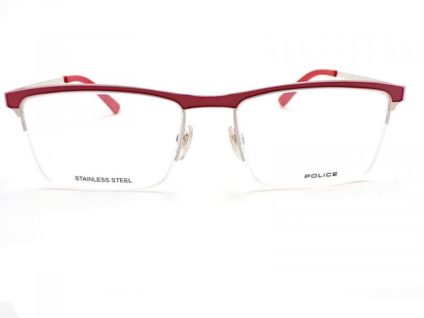 Police Crossover 3 Reading Glasses Red Silver Semi Rimless VPL564 579 - Image 3