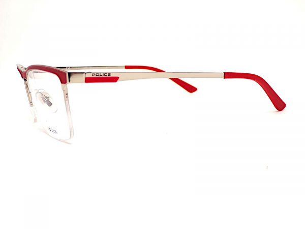Police Crossover 3 Reading Glasses Red Silver Semi Rimless VPL564 579 - Image 2