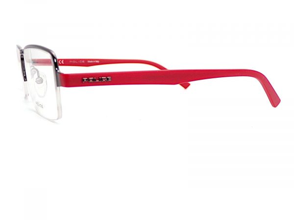 Police Reading Glasses Anthem 2 Gunmetal Red Semi Rimless Readers VPL257 0568 - Image 2