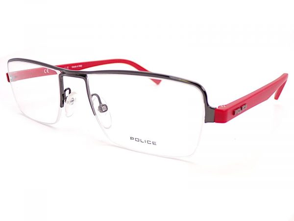 Police Reading Glasses Anthem 2 Gunmetal Red Semi Rimless Readers VPL257 0568
