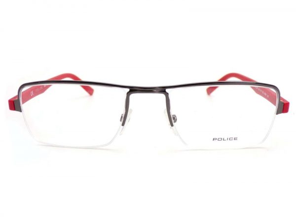 Police Reading Glasses Anthem 2 Gunmetal Red Semi Rimless Readers VPL257 0568 - Image 3