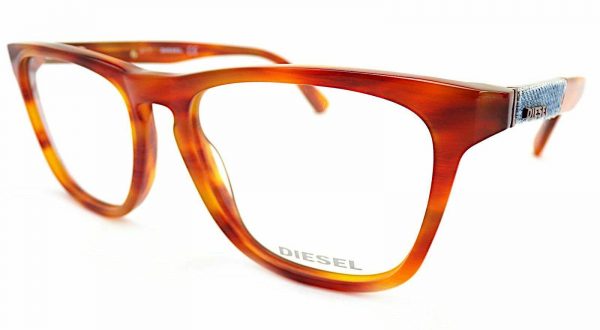 DIESEL Reading Glasses DEMINEYE 52mm Amber Brown/ Blue Denim Fabric DL5249 054