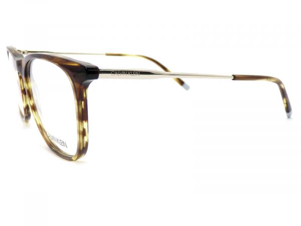 Calvin Klein Reading Glasses Striped Khaki Green with Shiny Silver 54mm CK5463 315 - Image 2