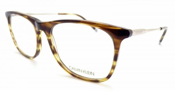 Calvin Klein Reading Glasses Striped Khaki Green with Shiny Silver 54mm CK5463 315