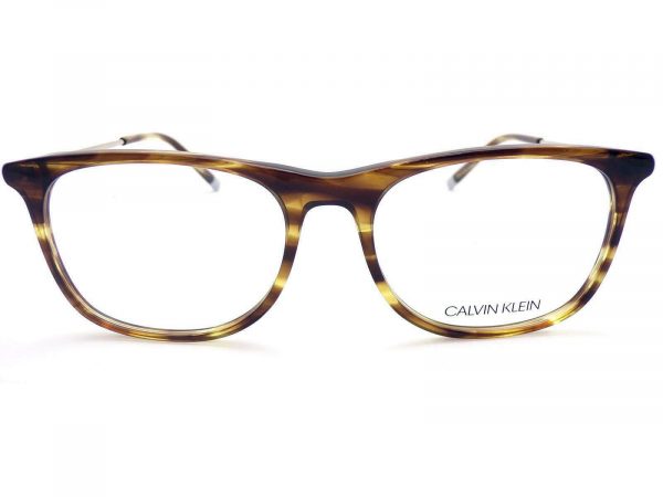 Calvin Klein Reading Glasses Striped Khaki Green with Shiny Silver 54mm CK5463 315 - Image 3