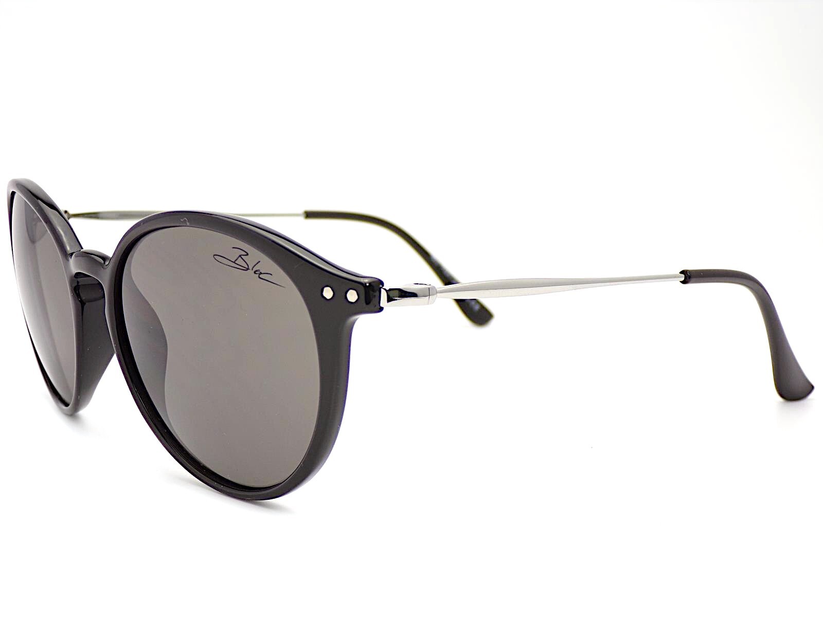 Bloc Paris Sunglasses F52 Shiny Black with Ruthenium Arms and Grey Lenses - Image 2